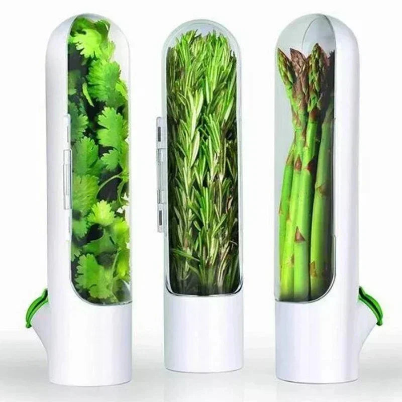 Refrigerator Herb Crisper Saver Pod Container Vegetable Preserving Bottle Keep Herb/Cilantro/Mint/Parsley/Asparagus Fresh Green