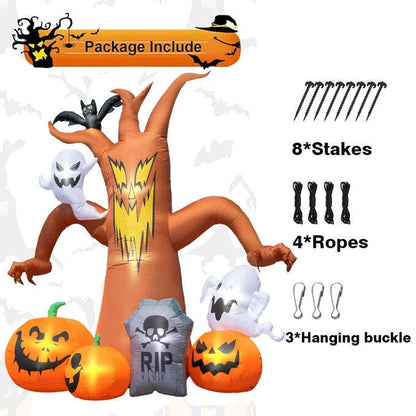 8Ft Halloween Inflatables Decorations Inflatable Dead Tree Outdoor Decorations with LED Lights Built-In Blow up Yard Decoration Pumpkin Ghost for Halloween Outdoor