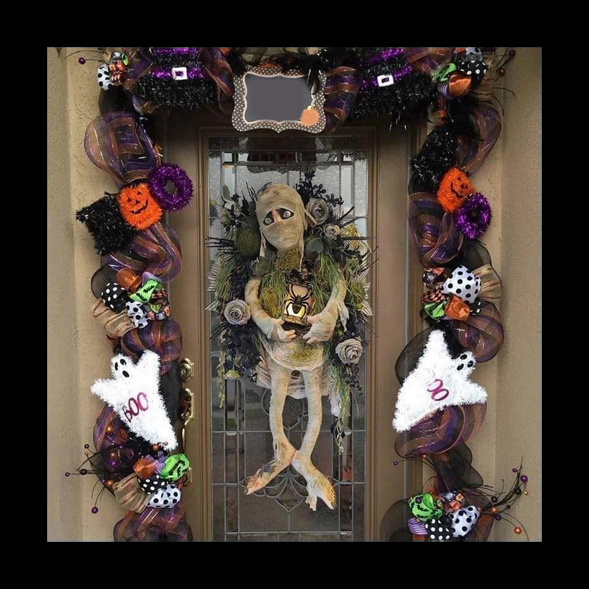 New Halloween Mummy Wreath for Front Door, Halloween Wreath Mummy Halloween Wreath Scary Halloween, Halloween Skull